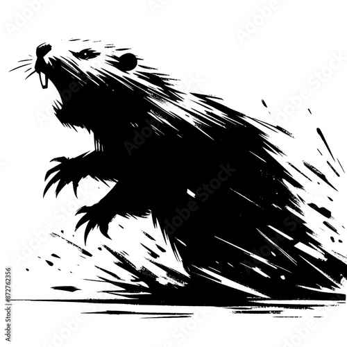 Beaver in illustration in brush stroke painting