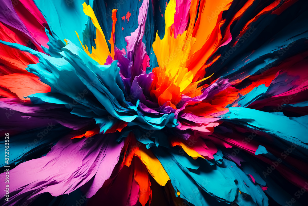 Abstract colorful explosion of crumpled paper Abstract colorful explosion of crumpled paper