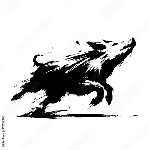 pig, hog, piglet  in illustration in brush stroke painting