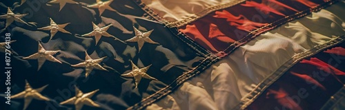 Worn American Flag Displaying Stars and Stripes