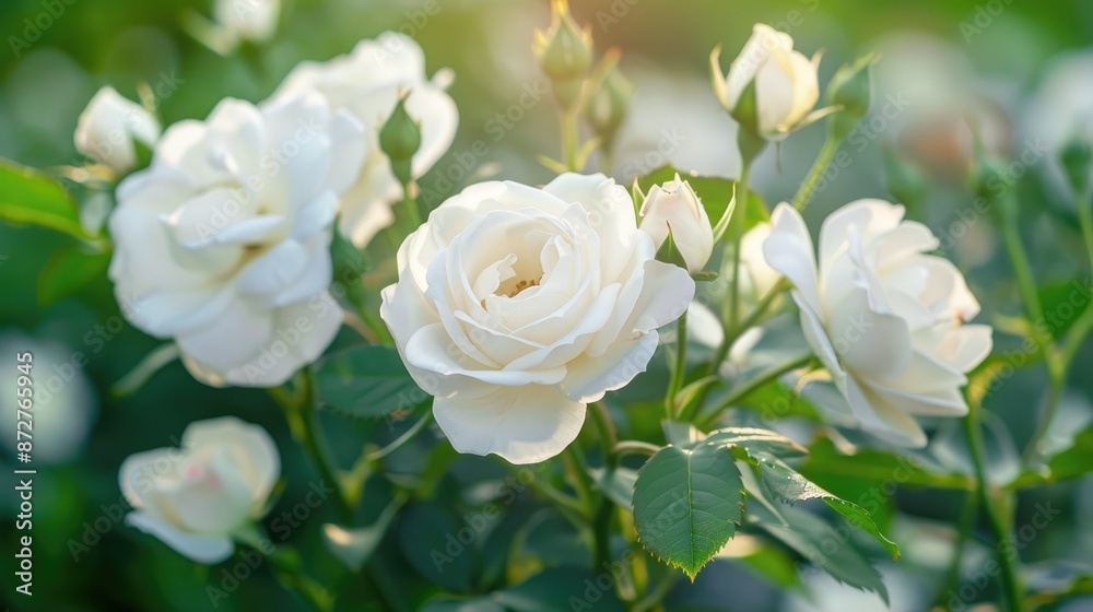 White rose variety called Rosa Alba Maxima blooming in the garden White rose variety called Rosa Alba Maxima blooming in the garden