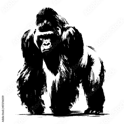 gorilla; monkey in illustration in brush stroke painting photo