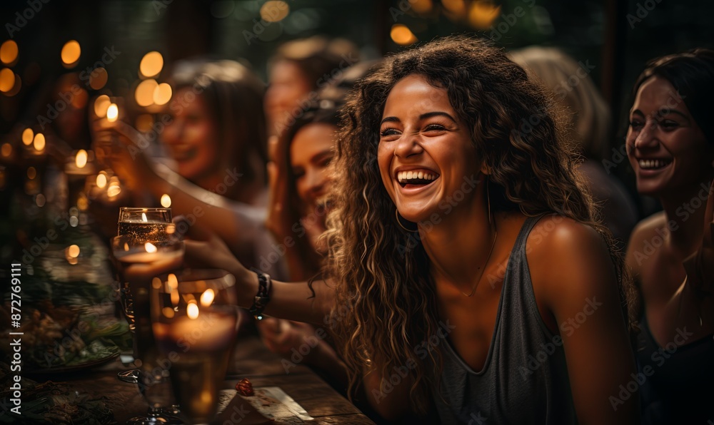 Women Gathered Around Table With Candles Women Gathered Around Table With Candles