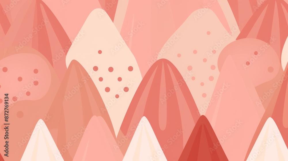 Abstract Pink Mountain Range Illustration With White and Red Dots, retro style, background Abstract Pink Mountain Range Illustration With White and Red Dots, retro style, background