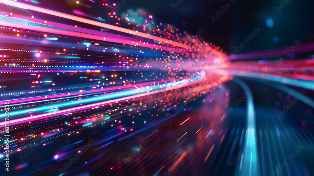 Abstract futuristic background with colorful light streaks and digital data, creating a tech concept. Abstract futuristic background with colorful light streaks and digital data, creating a tech concept.