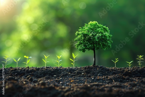 A tree growing from a seedling into a mature plant, representing the growth and evolution of a business from inception to success