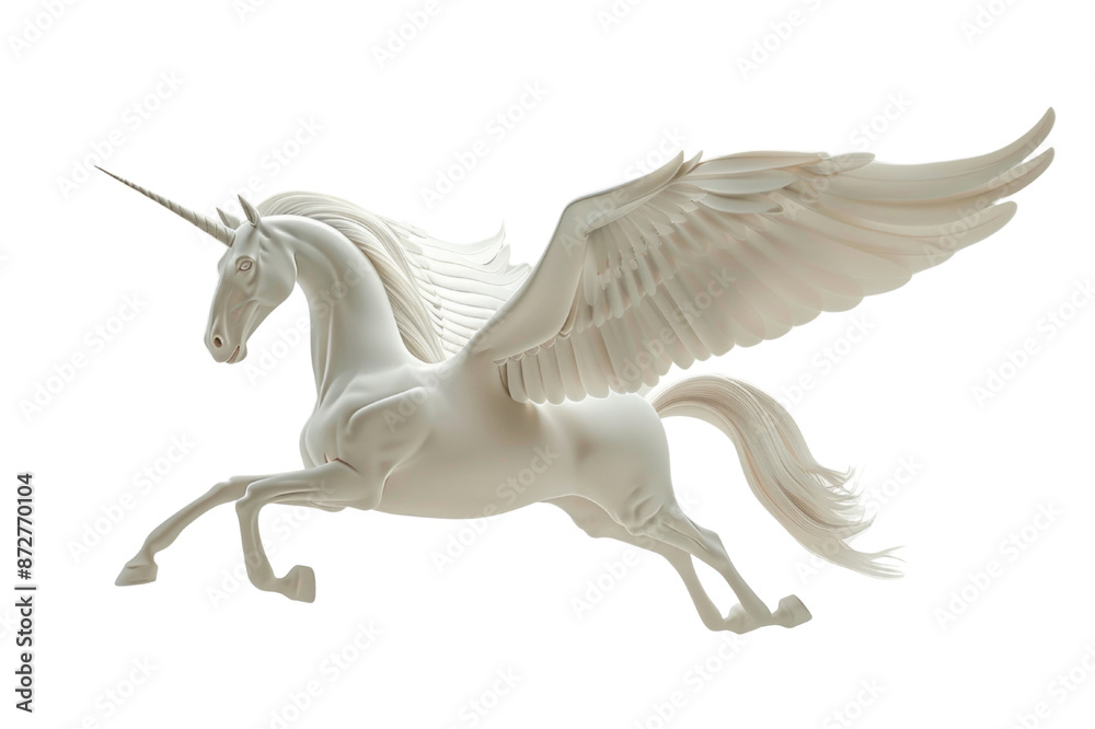 White pegasus flying against a transparent background, with no shadows or text. White pegasus flying against a transparent background, with no shadows or text.