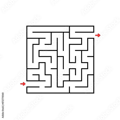 Abstract square maze. Game for kids. Puzzle for children. Labyrinth conundrum. Find the right path. Vector illustration.