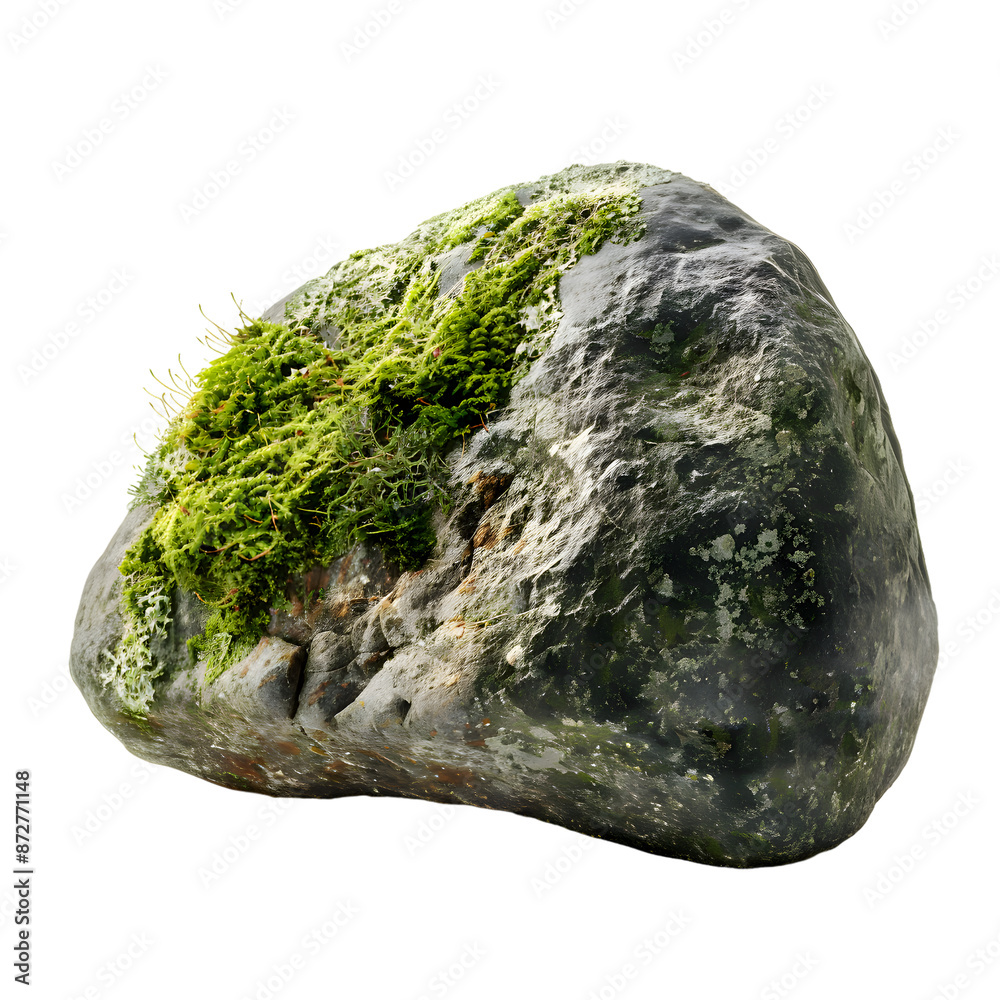 Mossy stone isolated on transparent background Mossy stone isolated on transparent background