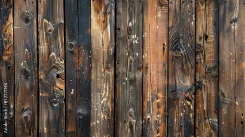 Fragment of an Old Wooden Bar Wall with Wood Texture Pattern © AkuAku