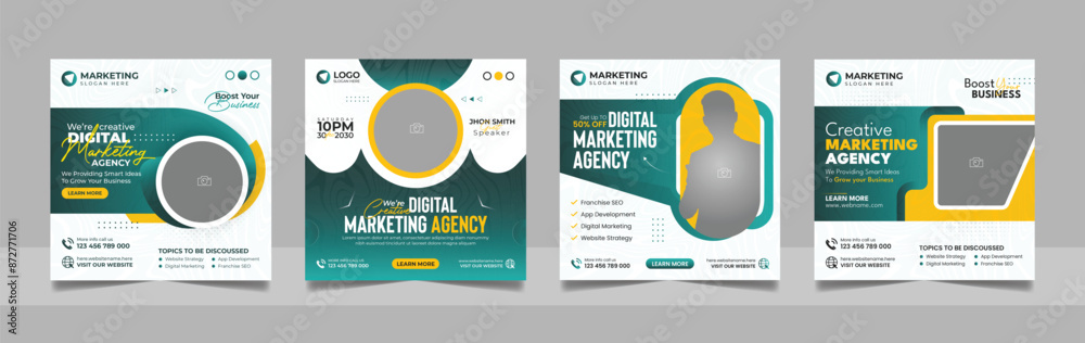Digital Marketing Social Media Post Template, Online Live Webinar, Business Conference, Guest Speaker Web Banner Square Flyer Design Set. Digital Marketing Social Media Post Template, Online Live Webinar, Business Conference, Guest Speaker Web Banner Square Flyer Design Set.