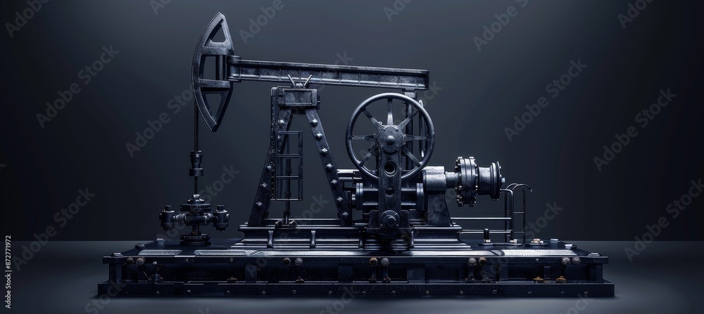 Fototapeta premium Black Oil Pump on Dark Background
