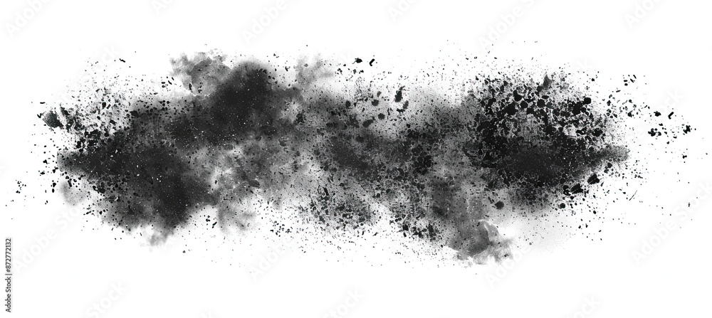 Fototapeta premium Black Grunge Isolated on White Background, Distressed Texture, Rough Edges, Urban Grunge Style, High Contrast, Gritty Surface, Vintage Aesthetic, Raw Artistic Element, Edgy Design, Weathered Appearanc