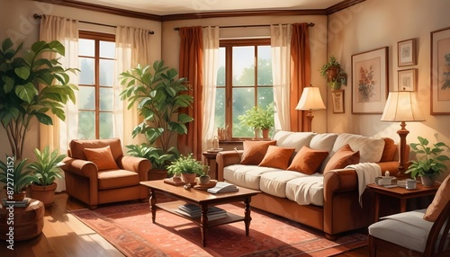 Illustration of the living room interior