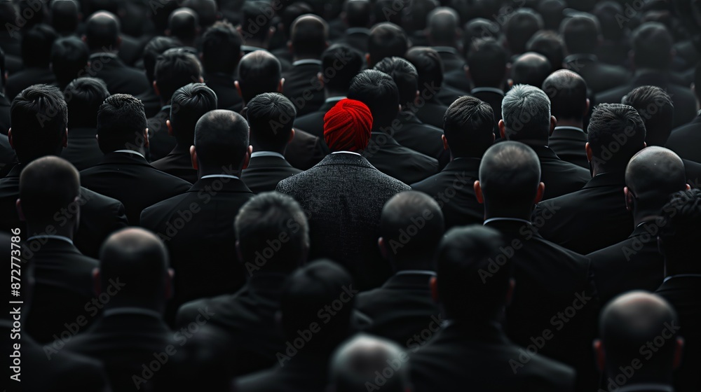 Obraz premium Man in Red Turban in a Crowd