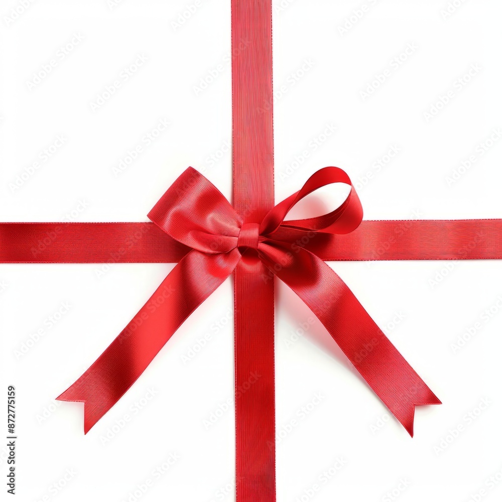 Red Ribbon With Bow on White Background Red Ribbon With Bow on White Background