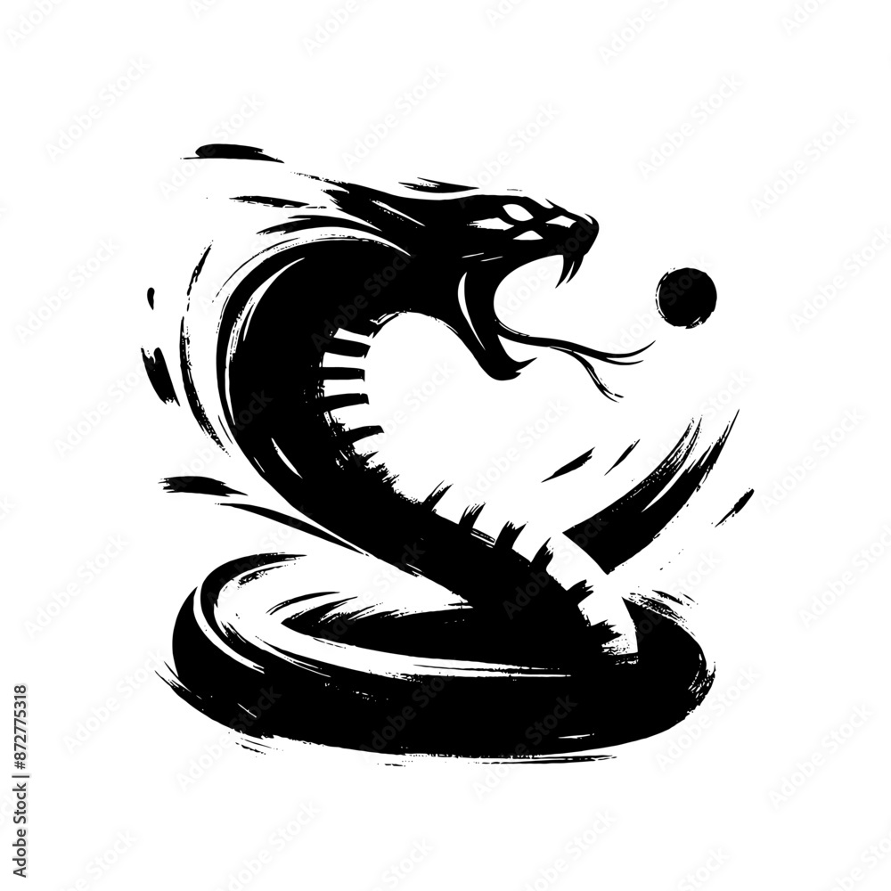 snake, cobra, viper, python in illustration in brush stroke painting snake, cobra, viper, python in illustration in brush stroke painting