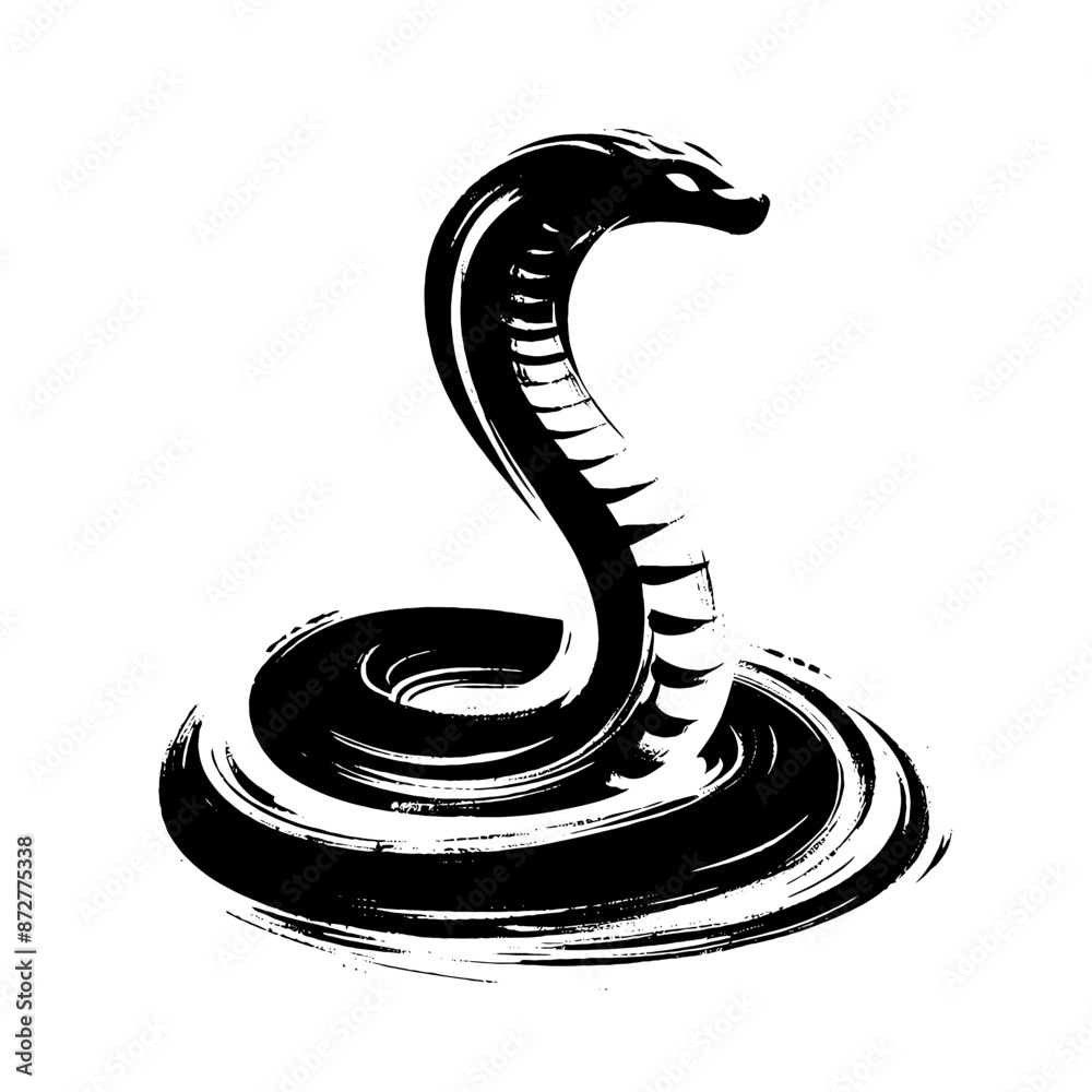 Fototapeta premium snake, cobra, viper, python in illustration in brush stroke painting