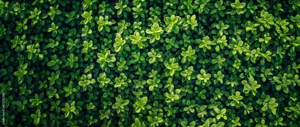A top view shows rows of soybean plants, highlighting the green foliage and orderly agricultural landscape. A top view shows rows of soybean plants, highlighting the green foliage and orderly agricultural landscape.