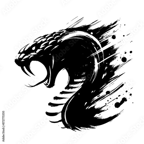 snake, cobra, viper, python  in illustration in brush stroke painting