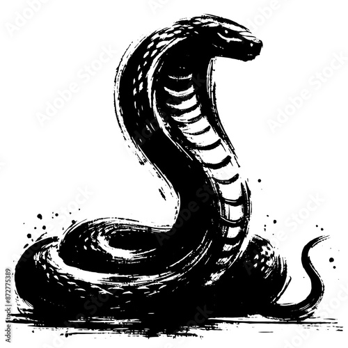 snake, cobra, viper, python  in illustration in brush stroke painting