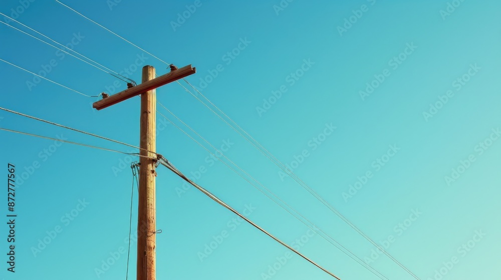 Electricity pole against a clear blue sky Electricity pole against a clear blue sky