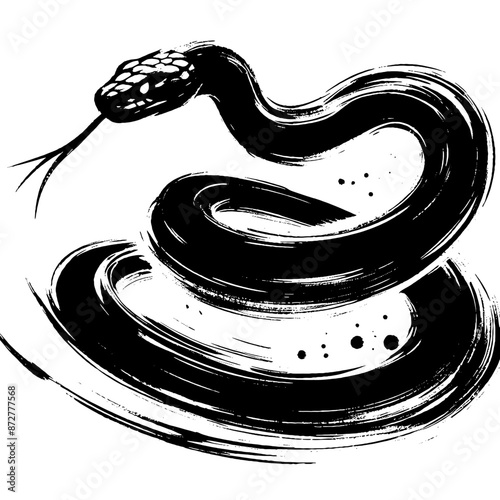 snake, cobra, viper, python  in illustration in brush stroke painting