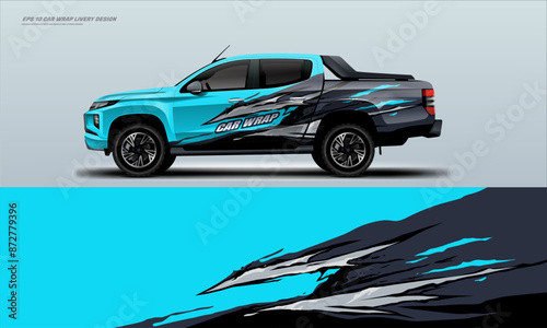 modern sporty truck car wrap livery design ready print decal fit on universal pick up truck vecihles