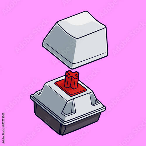 Mechanical Keyboard Switch and Cap Illustration 