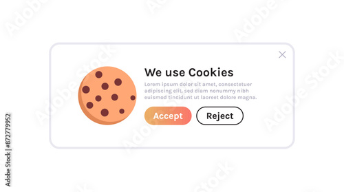 Protection of personal data information cookie and internet web page we use cookies policy concept flat vector illustration.	
