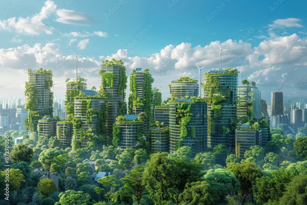 Obraz premium A thriving green city on Earth, exemplifying world environment and sustainable development concepts.
