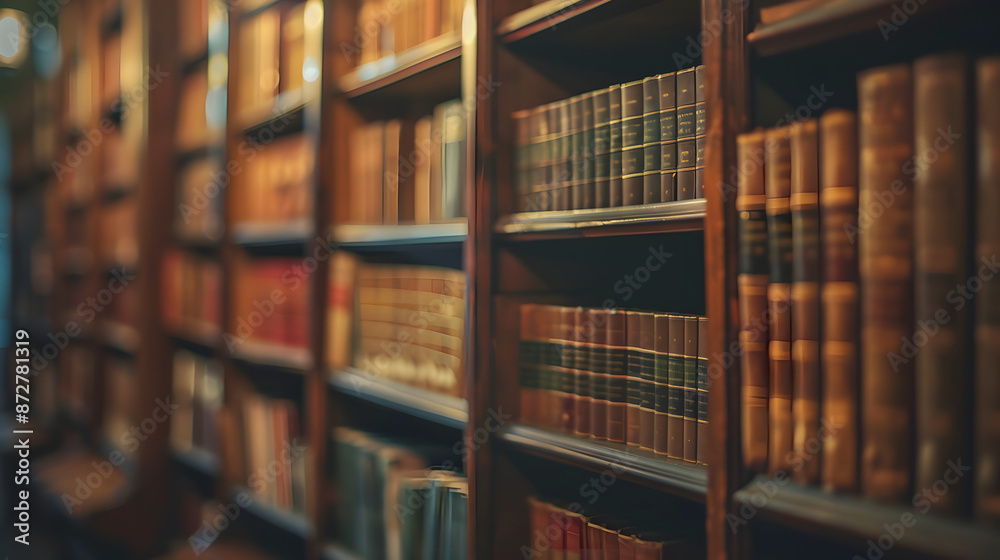 Blured Bookshelf in Library Full of Books Blured Bookshelf in Library Full of Books