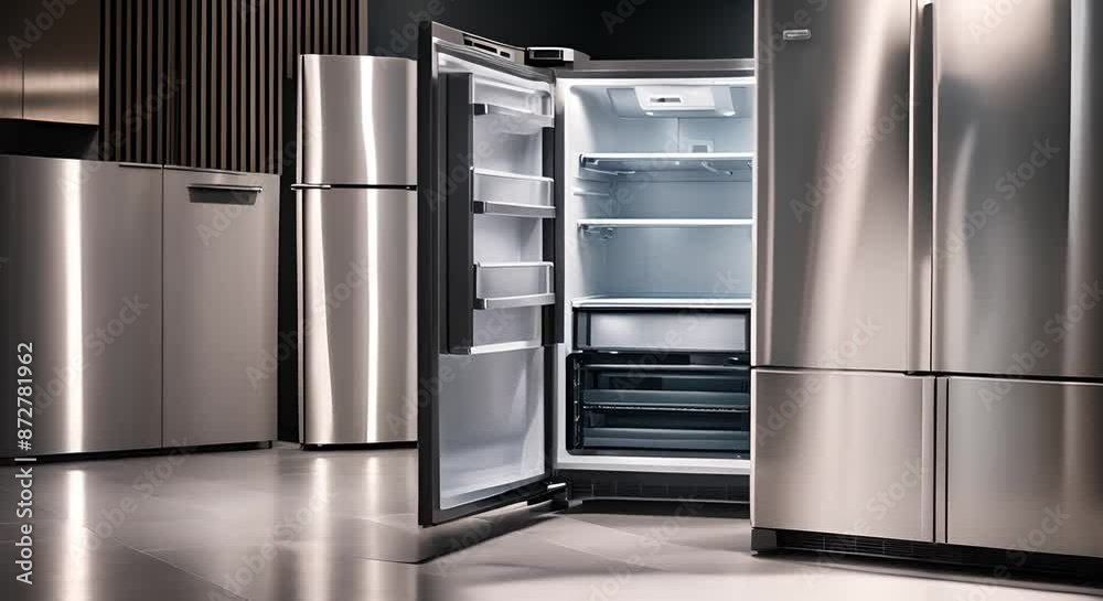 Smart refrigerator in a kitchen. Smart refrigerator in a kitchen.