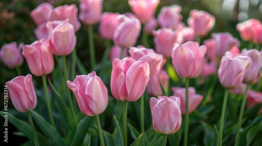 Pink tulips in large beautiful bunch shaded Pink tulips in large beautiful bunch shaded