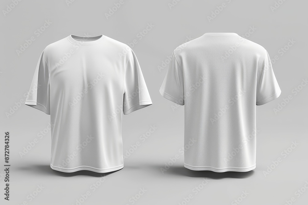 Oversize white t-shirt front and back isolated background Oversize white t-shirt front and back isolated background