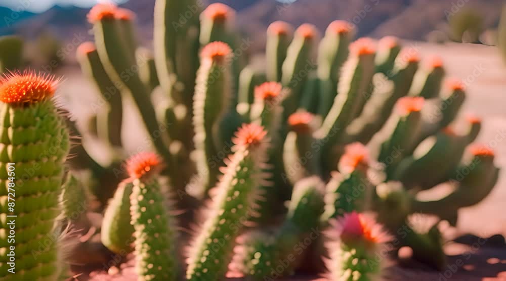 cactus in the desert, Cholla cactus macro in arid surroundings cactus in the desert, Cholla cactus macro in arid surroundings