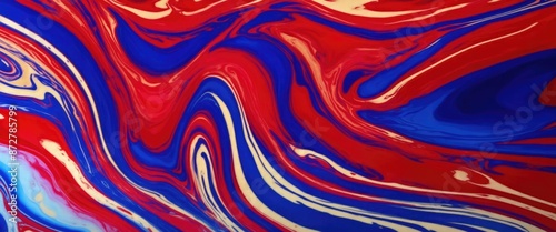 Red and blue color with golden lines liquid fluid marbled texture background