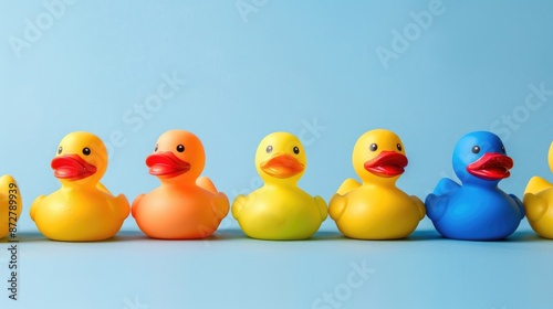 Leadership concept Organized rubber ducks © AkuAku
