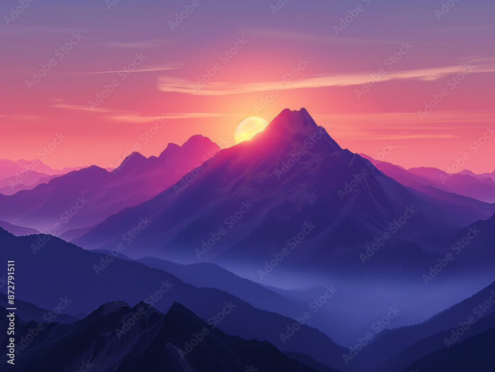 绵延山峰上的日出山川美景 绵延山峰上的日出山川美景