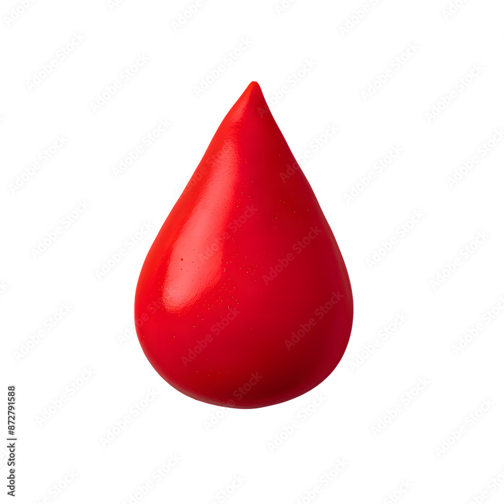 Obraz premium Red drop made out of plasticine, isolated on transparent background