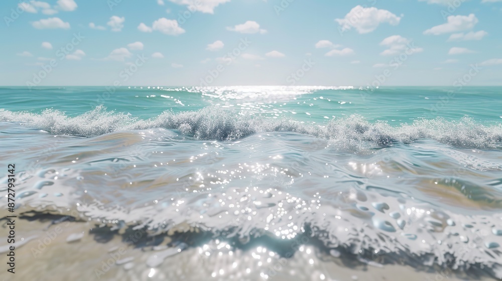 Seascape: Tropical Beach with Sea, White Sand, and Sun Lounger