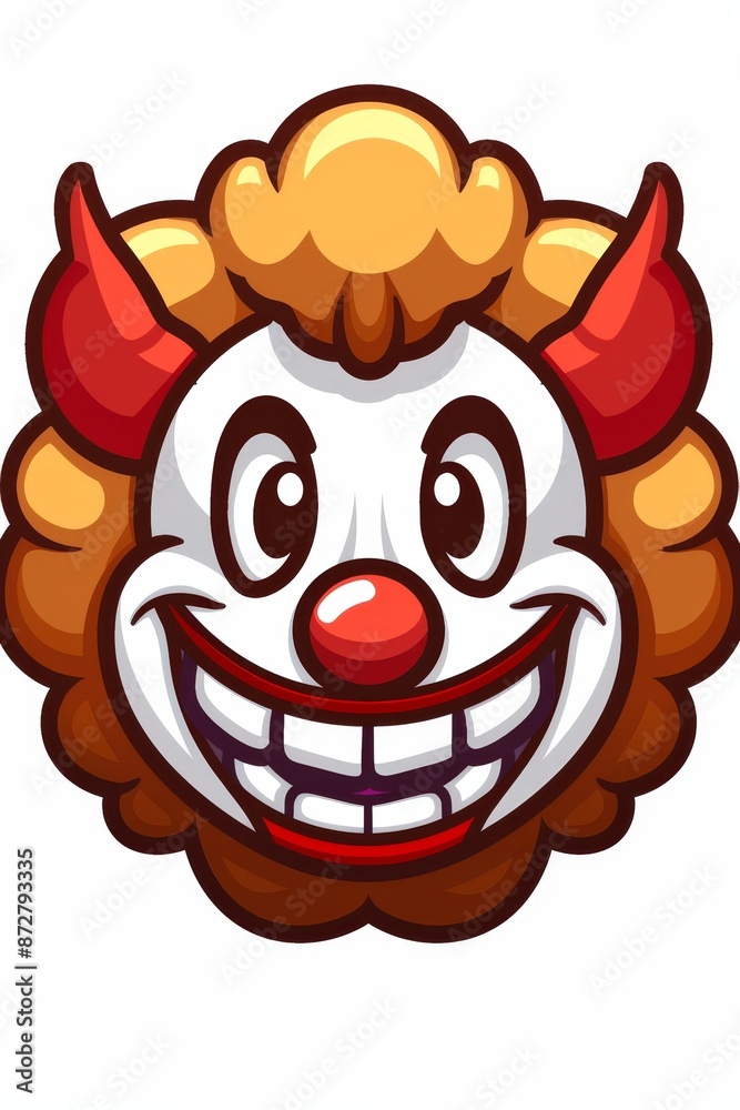 Obraz premium A cartoon clown with red hair and a broad grin