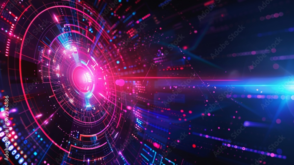 Fototapeta premium Futuristic abstract big data technology background with high tech elements and data driven designs