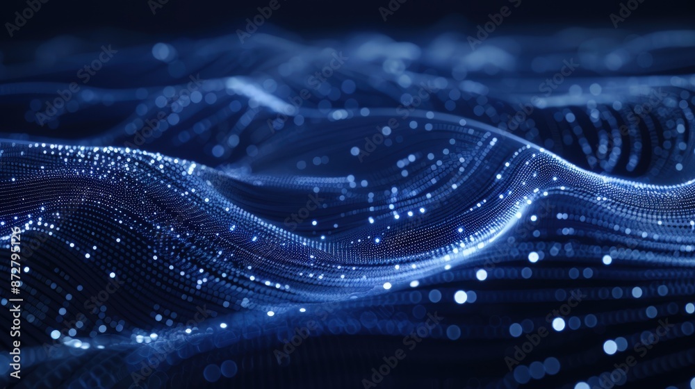 Advanced abstract digital wave with a navy blue circular shape ...
