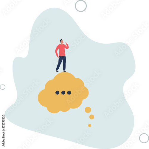 Think of solution, critical thinking to solve problem, focus on new idea, concentration or contemplation, skeptical or rational concept.flat design.illustration with people.