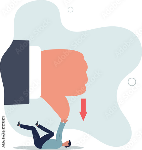 Customer complaint or bad reputation, disappointment from mistake or failure, underperform, negative and dissatisfaction concept.flat design.illustration with people.