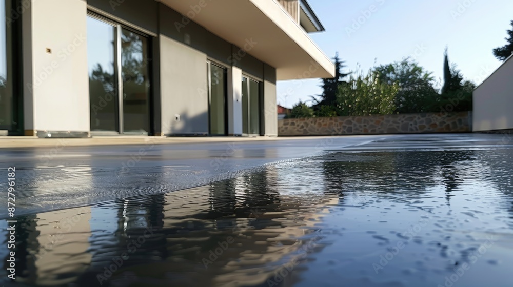 Fototapeta premium Terrace covered with waterproofing mastic empty area