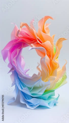A colorful piece of art made of paper with a rainbow of colors