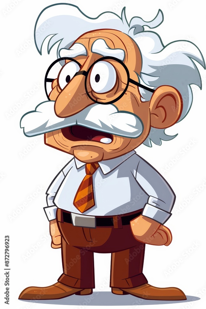 An old man wearing glasses, a tie, and sporting a mustache on his upper lip An old man wearing glasses, a tie, and sporting a mustache on his upper lip