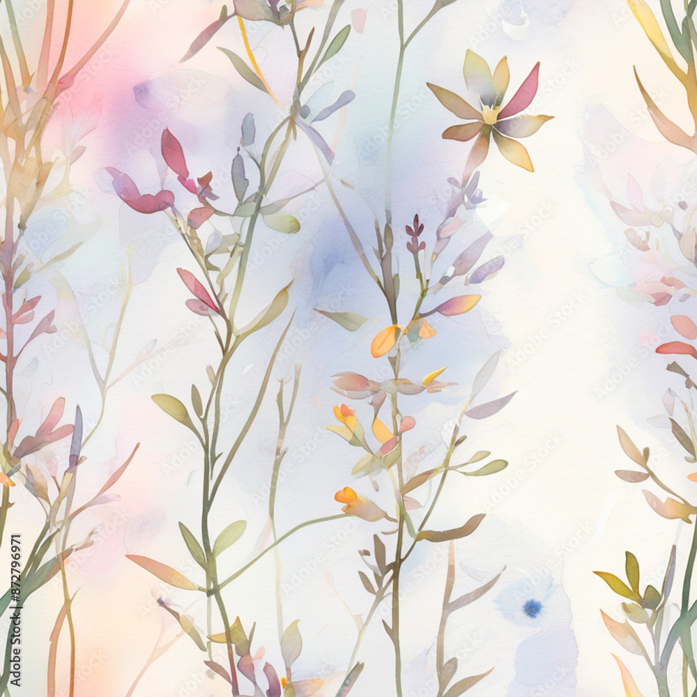 Fototapeta premium seamless watercolor floral primitive wallpaper